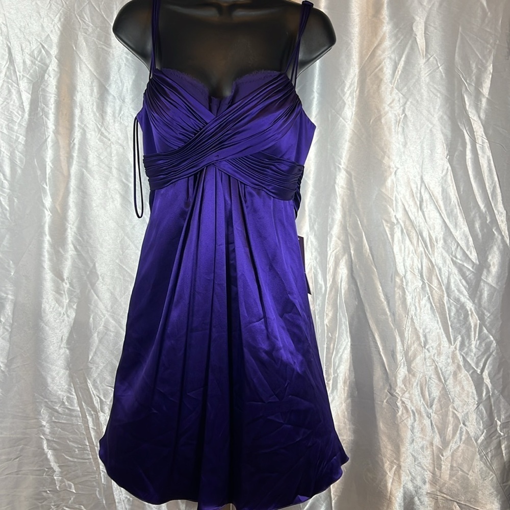 NWT 100% silk Marc Bouwer Purple Midi Dress 0158 - Picture 8 of 11